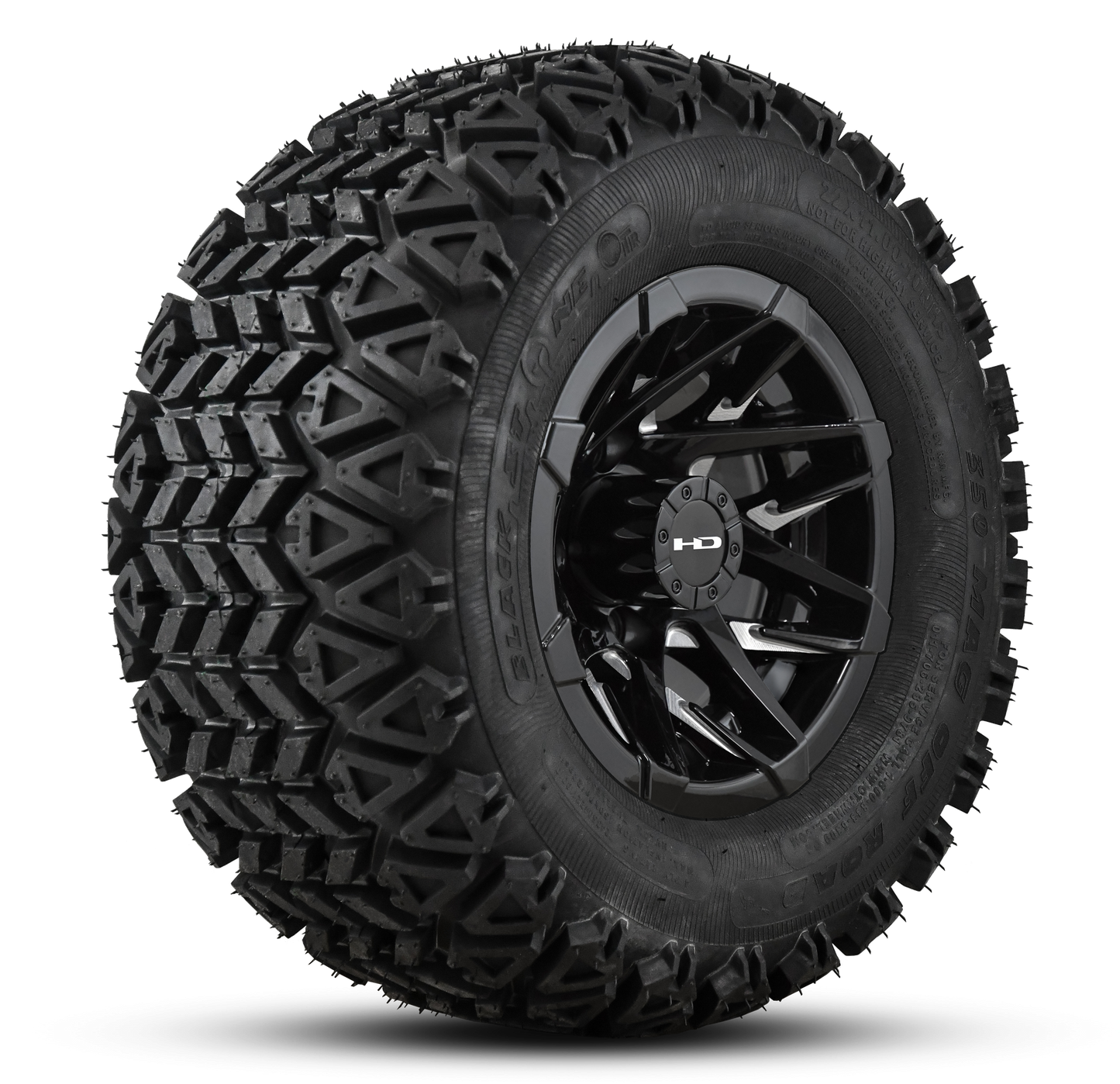 HD Golf Wheel & Tire Package ( 1pc ) 10x7.0 Canyon Black Milled Face w ( 1pc ) 22 Inch A/T Tire