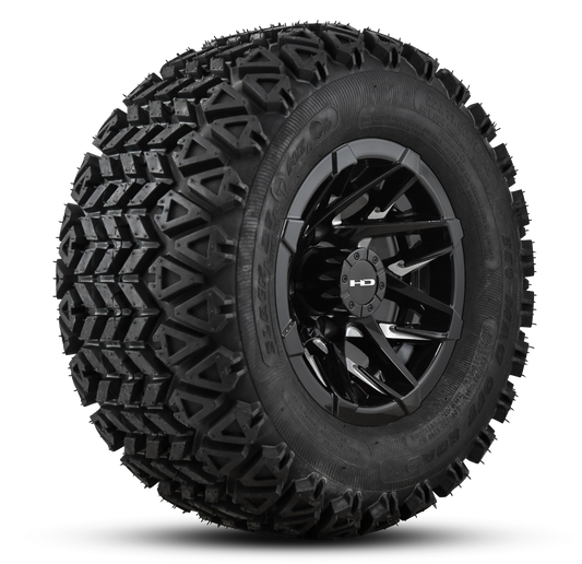 HD Golf Wheel & Tire Package ( 1pc ) 10x7.0 Canyon Black Milled Face w ( 1pc ) 22 Inch A/T Tire