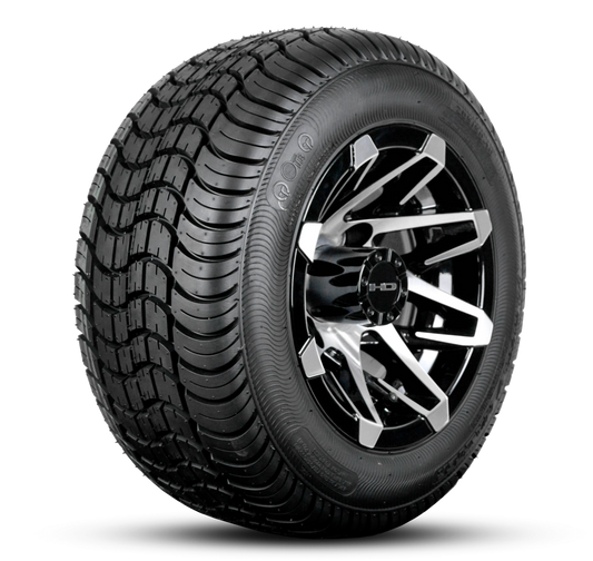 HD Golf Wheel & Tire Package ( 1pc ) 10x7.0 Canyon Black Machined w ( 1pc ) All-Season Tire
