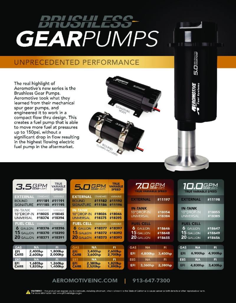 Aeromotive Variable Speed Controlled Fuel Pump - Module - w/Fuel Cell Pickup - Brushless Spur 3.5 18045