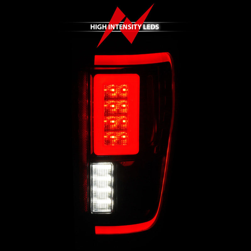 ANZO 21-23 Ford F-150 LED Taillights Seq. Signal w/BLIS Cover - Black Housing 311473