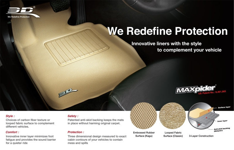 3D MAXpider 2009-2019 Volkswagen Tiguan/Tiguan Limited Classic 1st Row Floormat - Black L1VW02112209