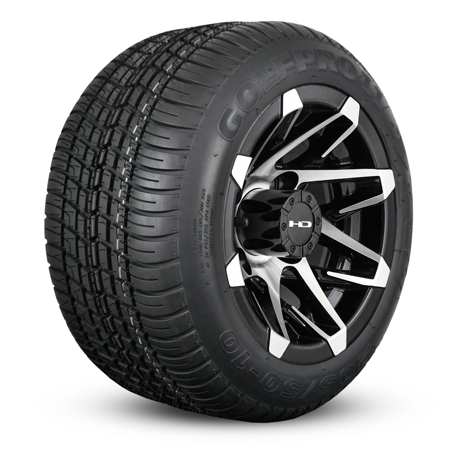 HD Golf Wheel & Tire Package ( 1pc ) 10x7.0 Canyon Black Machined w ( 1pc ) All-Season Tire