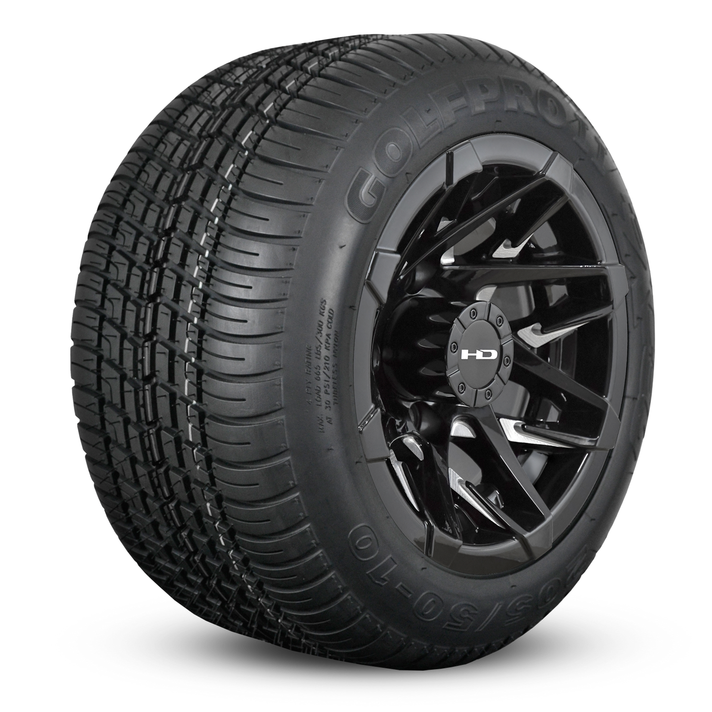 HD Golf Wheel & Tire Package ( 1pc ) 10x7.0 Canyon Black Milled Face w ( 1pc ) All-Season Tire