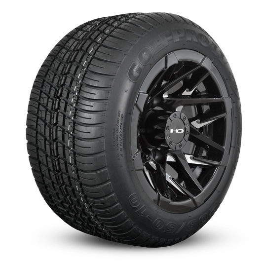 HD Golf Wheel & Tire Package ( 1pc ) 10x7.0 Canyon Black Milled Face w ( 1pc ) All-Season Tire