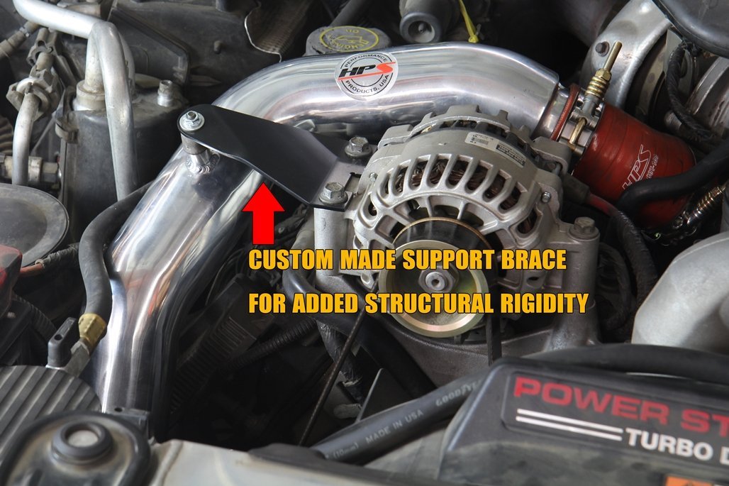 HPS Hot & Cold Side Charge Pipe with Intercooler Boots Kit, 03-07 Ford F250 Superduty Powerstroke 6.0L Diesel Turbo, Red