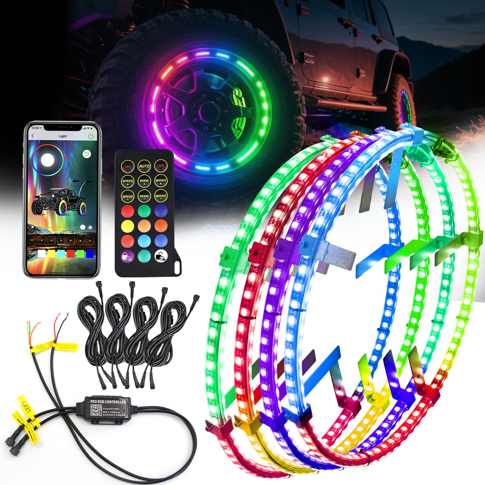 4PCS 17" Pure White Wheel Lights