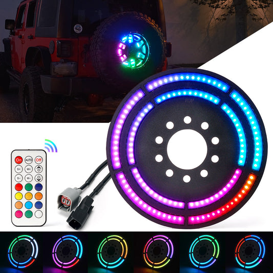 Xprite RGB Dual Ring Spare Tire Brake Light Wrangler