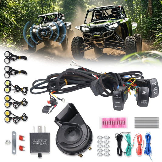 Xprite UTV ATV Street Legal Turn Signal Kit with Horn Pre-Wired Plug a