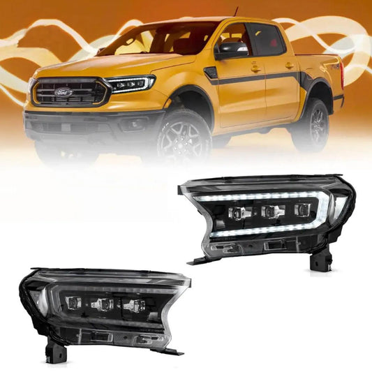LED Headlight Assembly Matrix Projector Black For 2016-2021 Ford Ranger 3th Gen P375 [Inrternational Types] Facelift