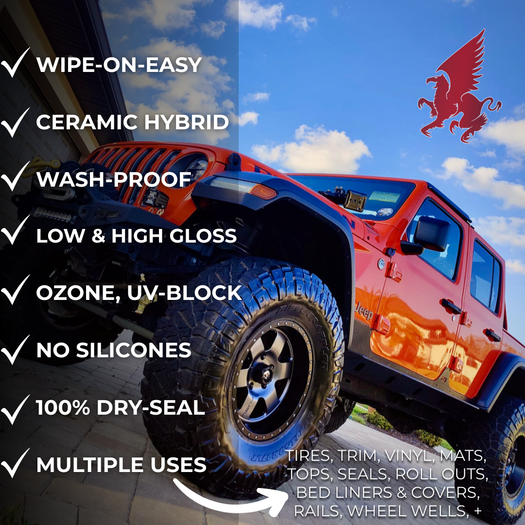 2-Pack Ceramic-Hybrid Protectant Kit | BLAK & GLOZ 100ml | 4-12 Months Tire, 1-2 Years Trim & Vinyl Protection | Safe for Cars, Golf Carts, RVs, Motorcycle-Safe