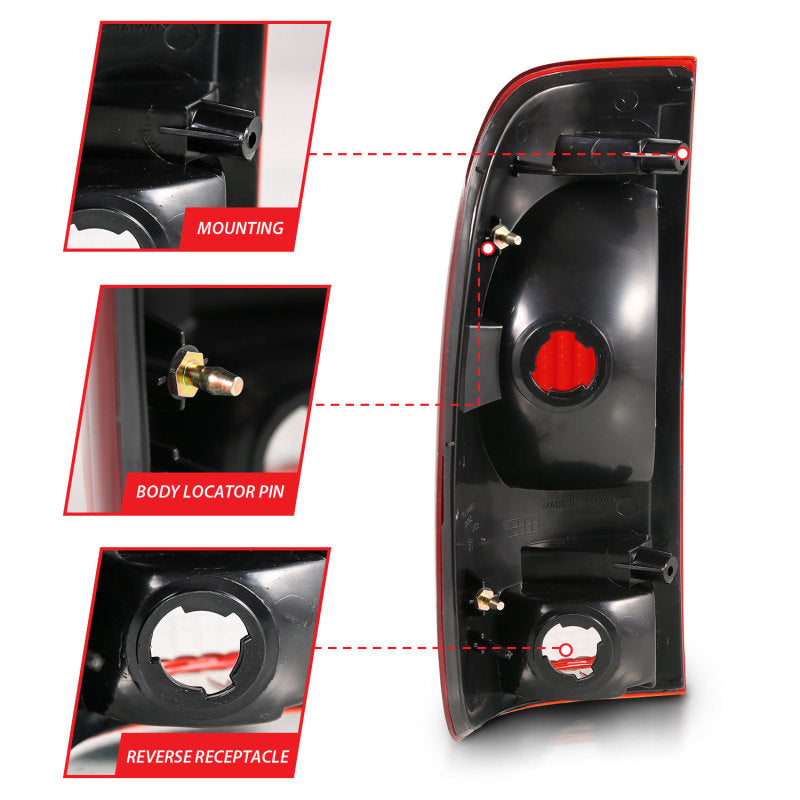 ANZO 1997-2003 Ford F-150 Taillight Red/Clear Lens (OE Replacement) 311307