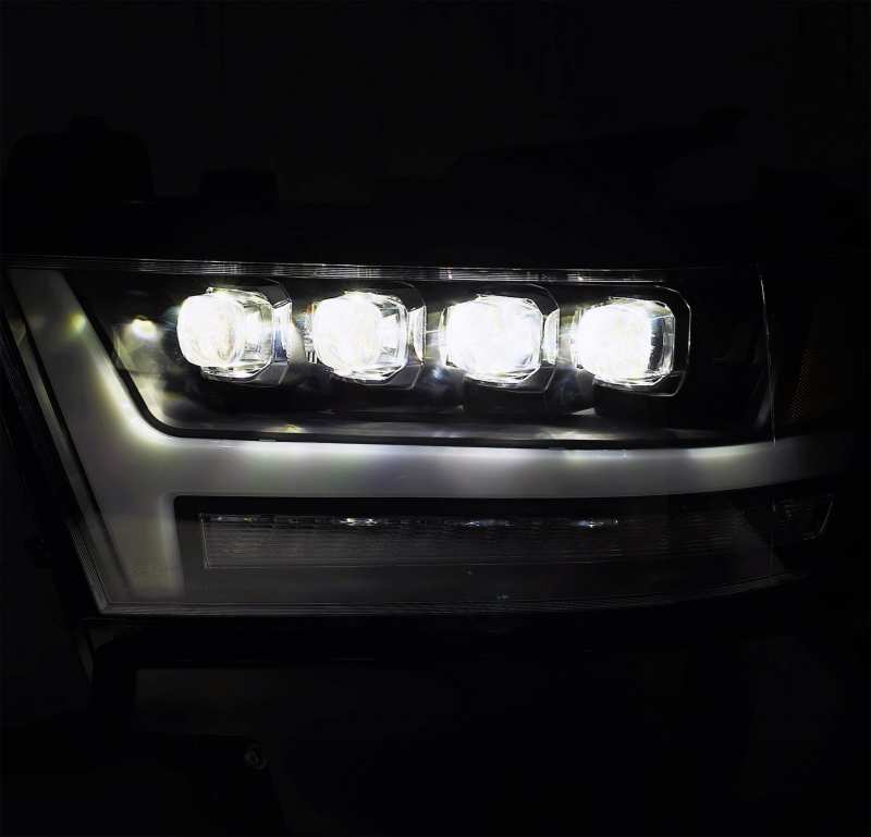 AlphaRex 19-20 Ram 1500HD NOVA LED Proj Headlights Plank Style Gloss Blk w/Activ Lght/Seq Signal/DRL 880516 *Discontinued