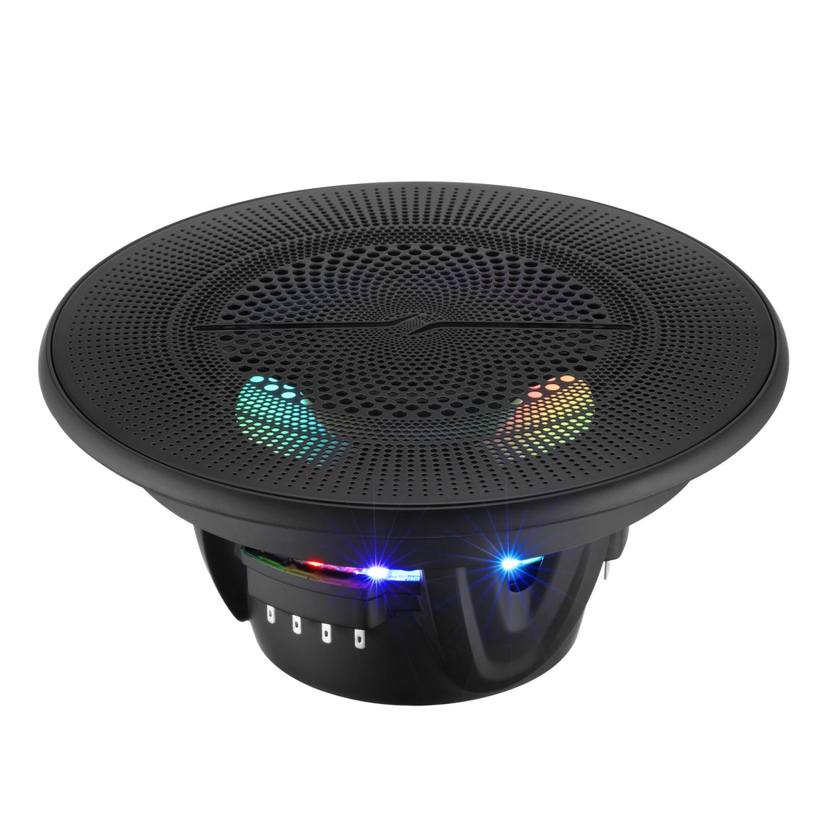 Luxury 6.5” 2-Way Marine Coaxial Speaker with Digital LED Lights and Flush Magnetic Mount Grille | 150W RMS 4-Ohm