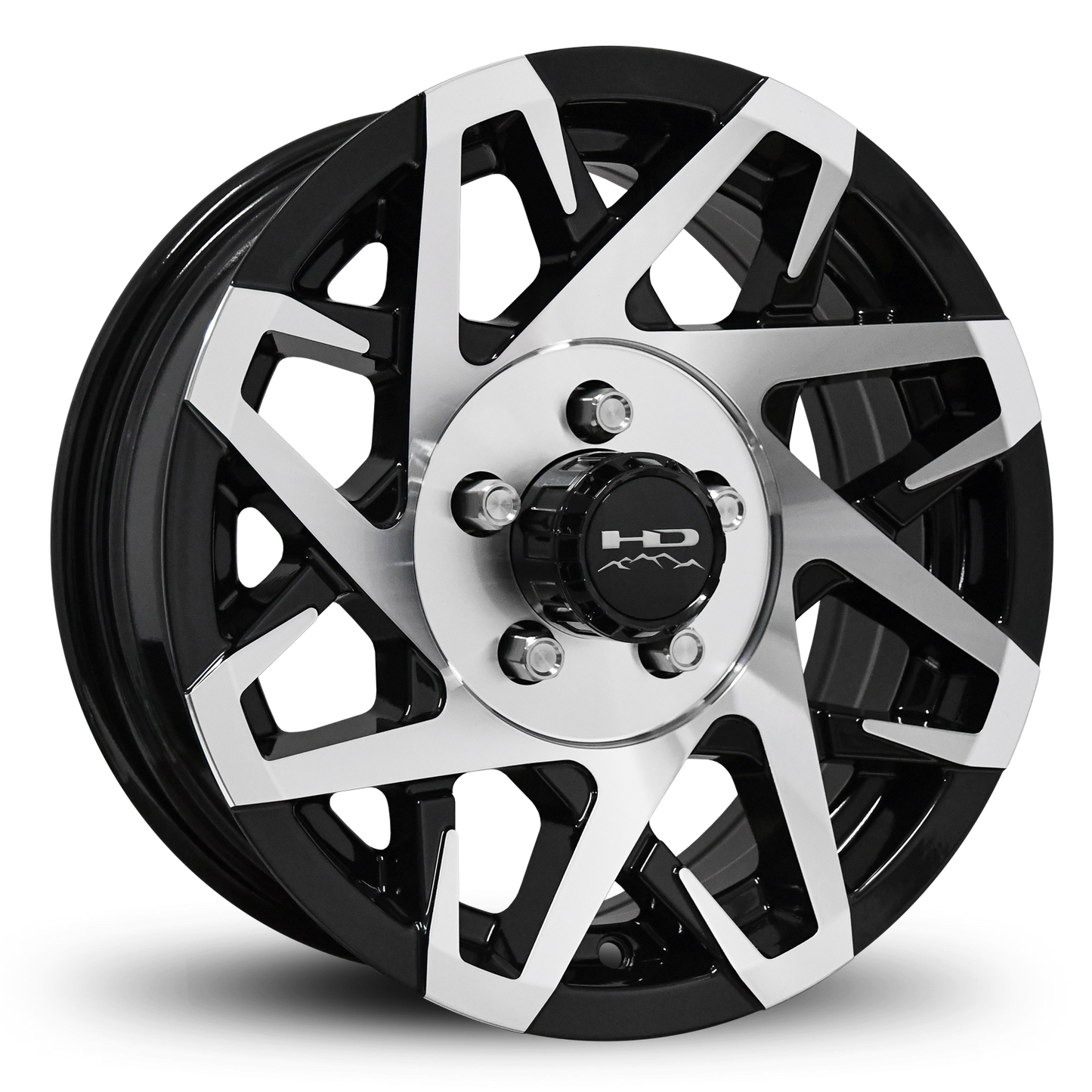 15" x 6" | CANYON ALUMINUM TRAILER WHEEL | 5 on 4-1/2 | Gloss Black Machined