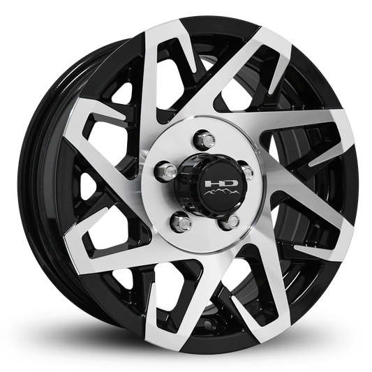 15" x 6" | CANYON ALUMINUM TRAILER WHEEL | 5 on 4-1/2 | Gloss Black Machined