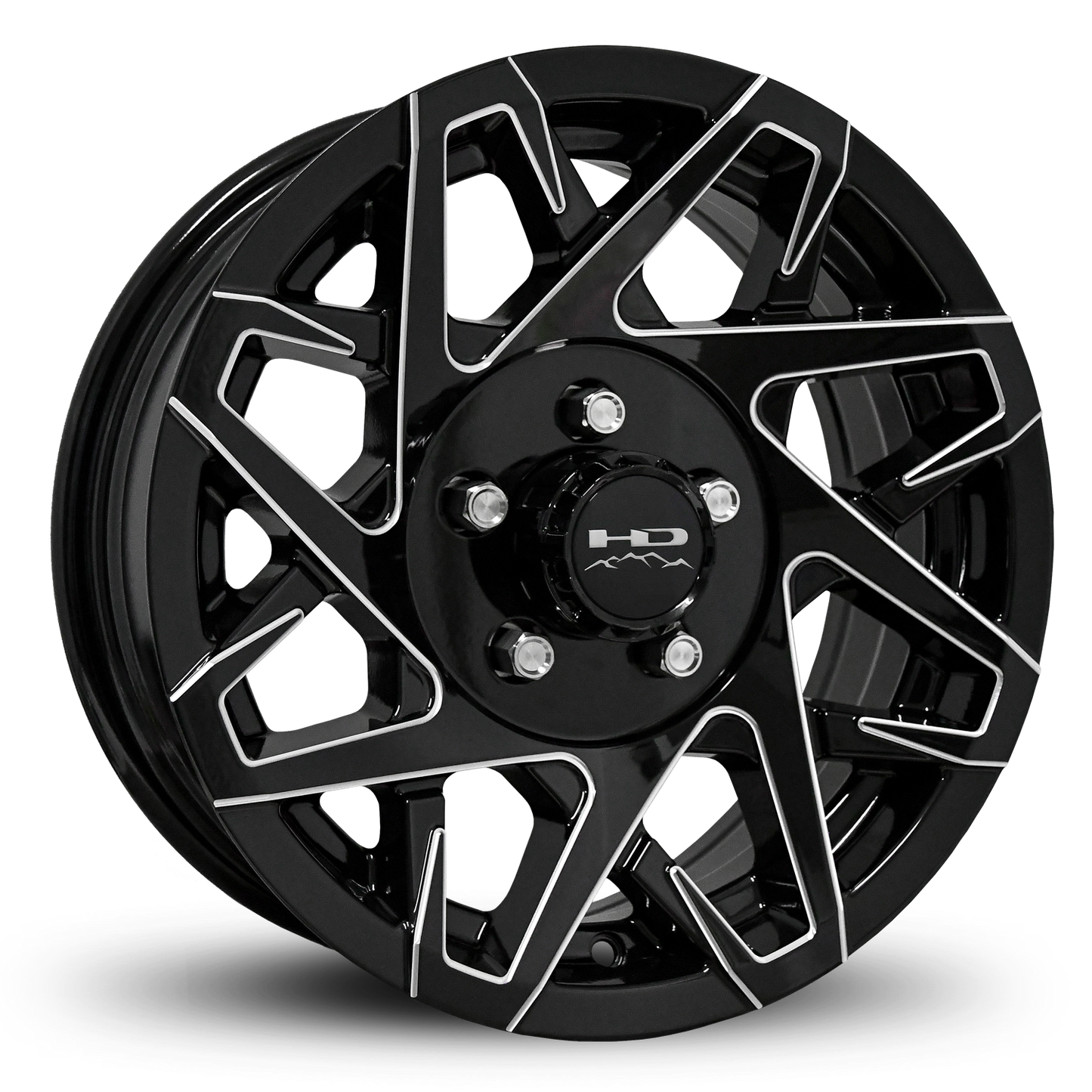 15" x 6" | CANYON ALUMINUM TRAILER WHEEL | 5 on 4-1/2 | Gloss Black Milled Edges