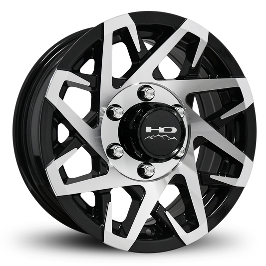 16" x 6" | CANYON ALUMINUM TRAILER WHEEL | 6 on 5-1/2 | Gloss Black Machined