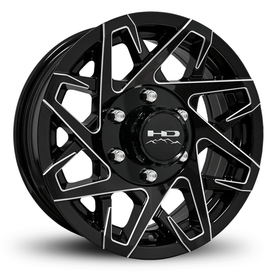 15" x 6" | CANYON ALUMINUM TRAILER WHEEL | 6 on 5-1/2 | Gloss Black Milled Edges