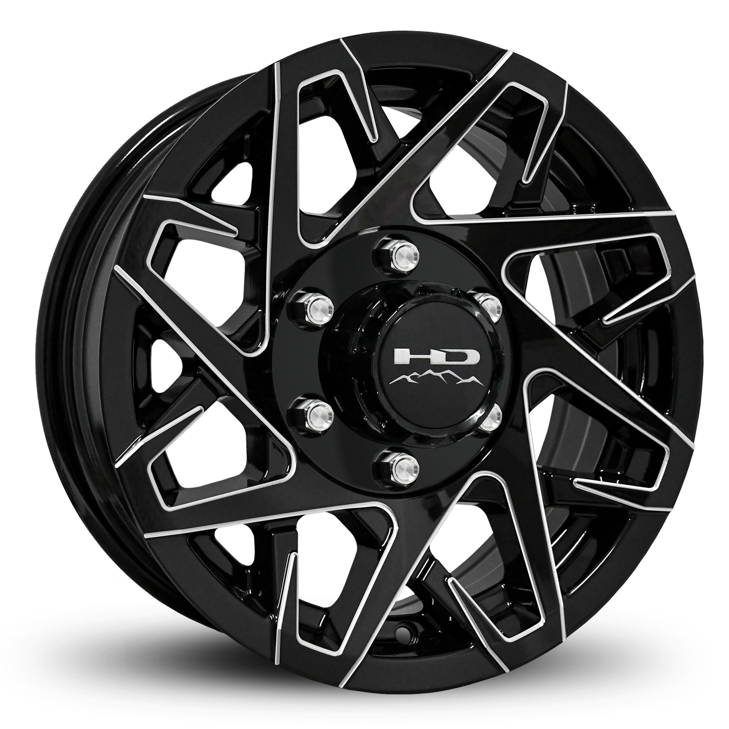 16" x 6" | CANYON ALUMINUM TRAILER WHEEL | 6 on 5-1/2 | Gloss Black Milled Edges