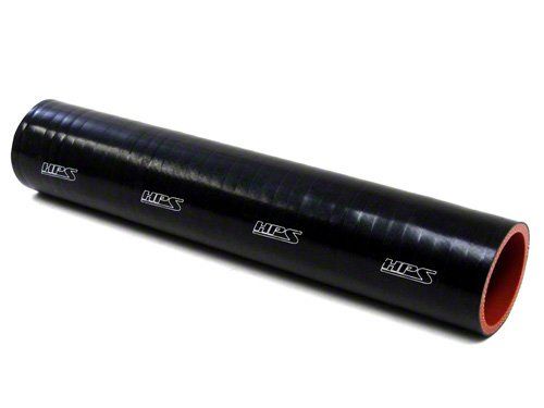 HPS 3/8" ID, 1 Foot Length, Silicone Straight Coupler Tube Hose, High Temp 4-ply Reinforced, Black, 9.5mm ID
