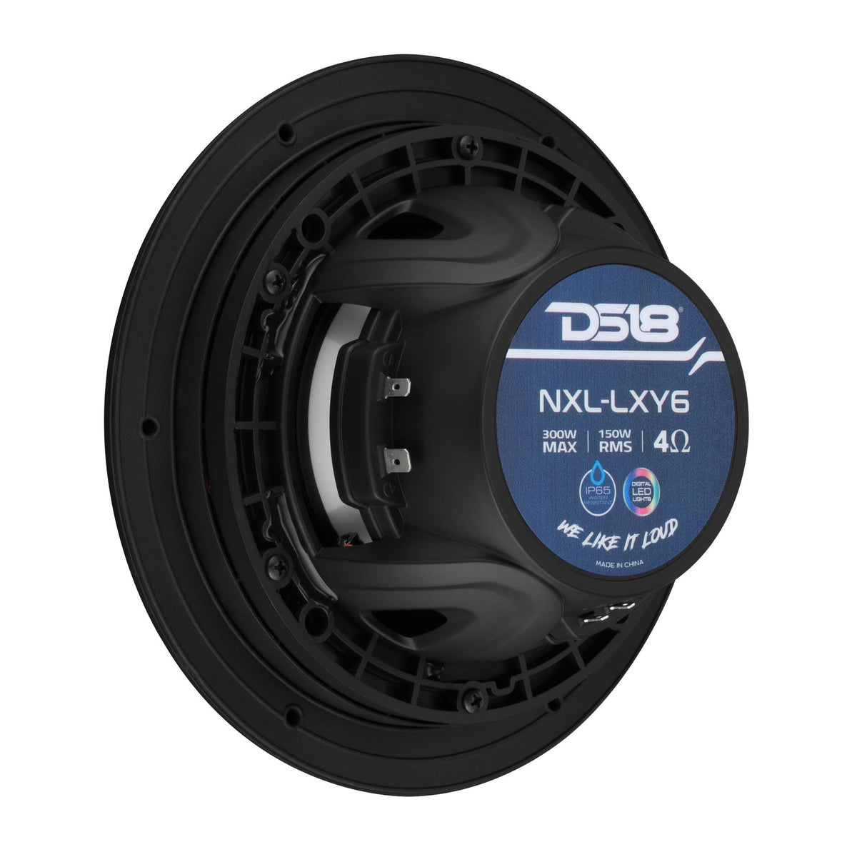 Luxury 6.5” 2-Way Marine Coaxial Speaker with Digital LED Lights and Flush Magnetic Mount Grille | 150W RMS 4-Ohm