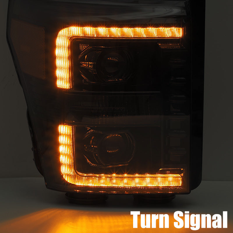 AlphaRex 11-16 Ford F-350 SD LUXX LED Proj Headlights Plank Style Black w/Activ Light/Seq Signal 880146 *Discontinued