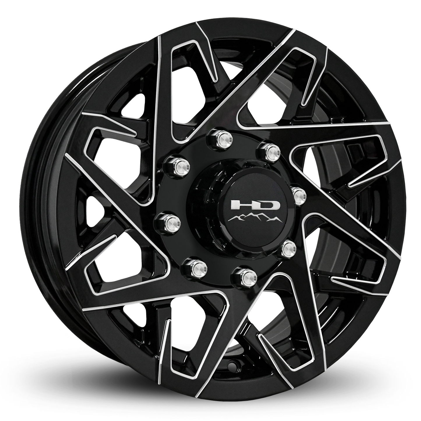 16" x 6" | CANYON ALUMINUM TRAILER WHEEL | 8 on 6-1/2 | Gloss Black Milled Edges