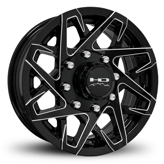 16" x 6" | CANYON ALUMINUM TRAILER WHEEL | 8 on 6-1/2 | Gloss Black Milled Edges