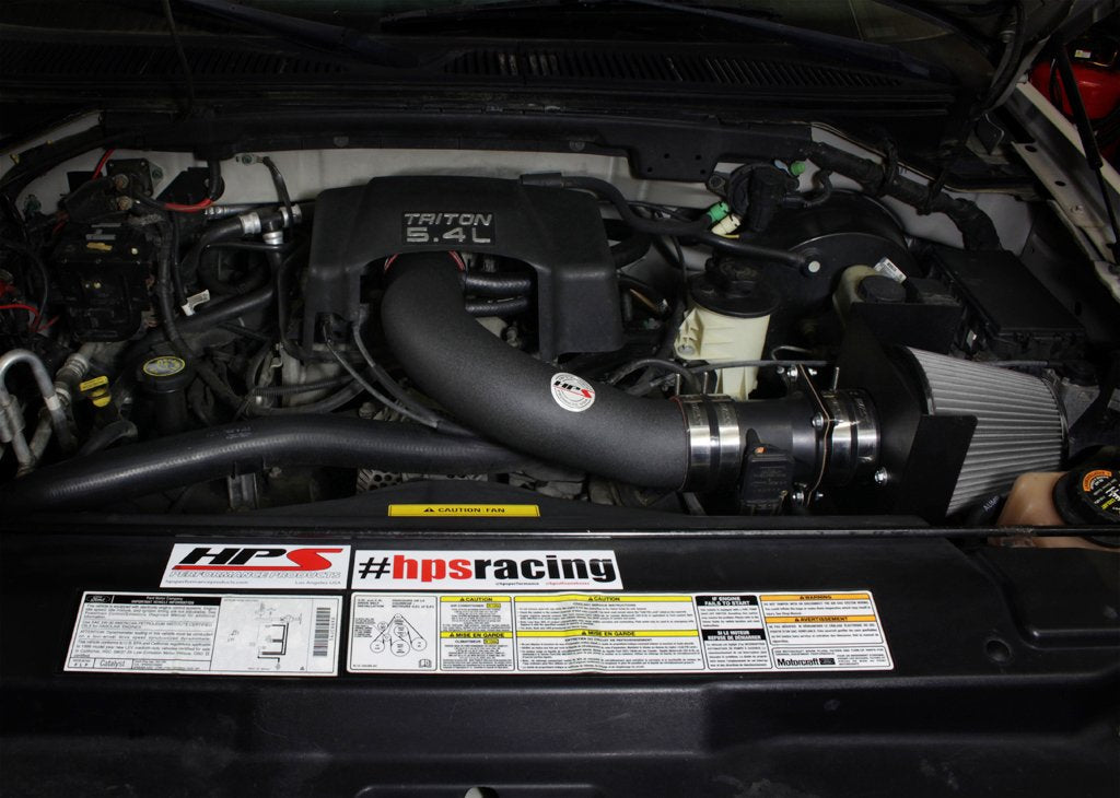 HPS Performance Shortram Air Intake Kit 2004 Ford F150 Heritage 4.6L V8, Includes Heat Shield, Black