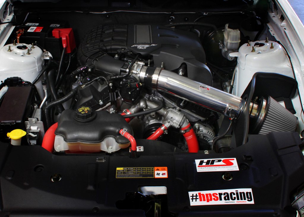 HPS Shortram Air Intake Kit 2011-2014 Ford Mustang 3.7L V6, Includes Heat Shield, Black