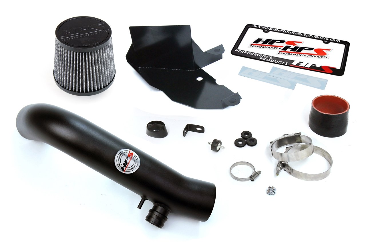 HPS Shortram Air Intake Kit 2015-2017 Volkswagen Golf 1.8T TSI Turbo, Includes Heat Shield, Black