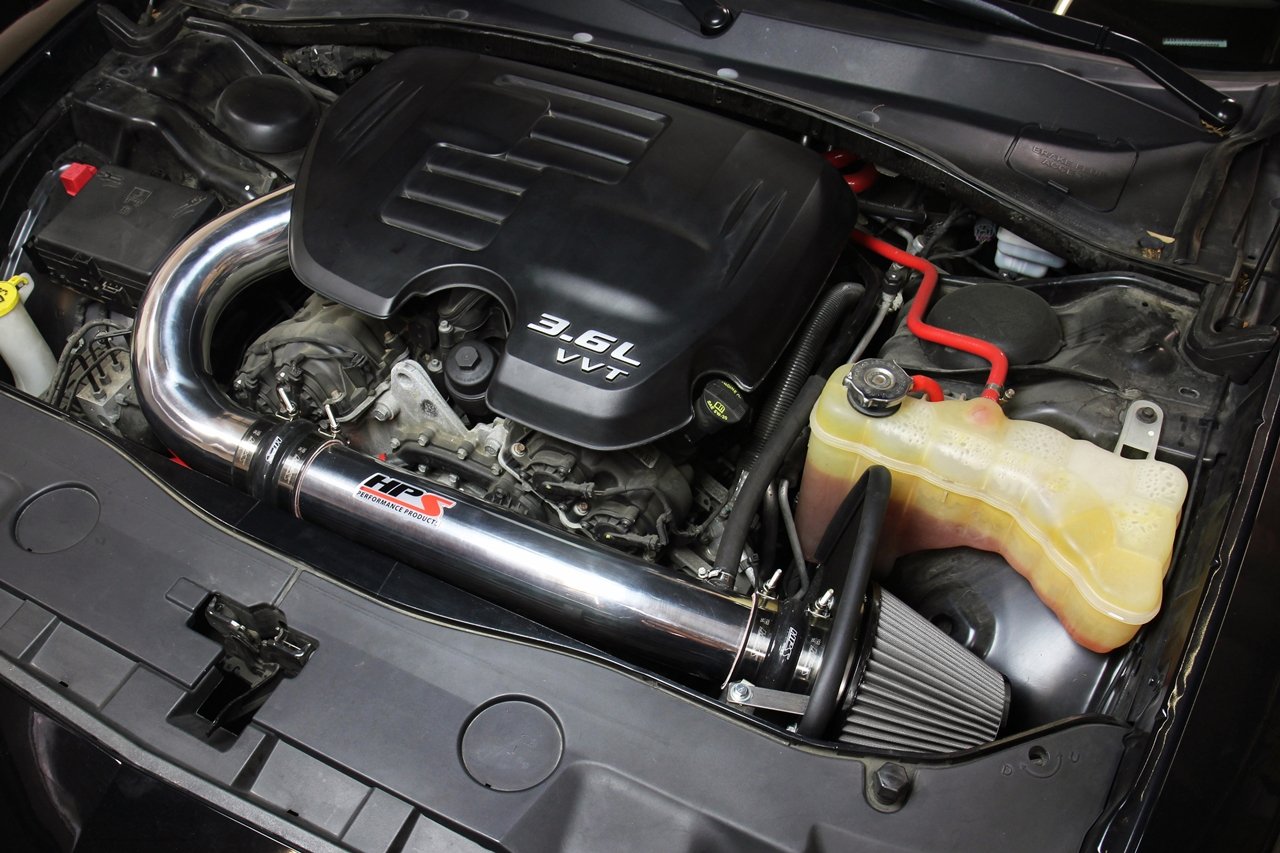 HPS Shortram Air Intake Kit 2011-2018 Dodge Charger 3.6L V6, Includes Heat Shield, Polish