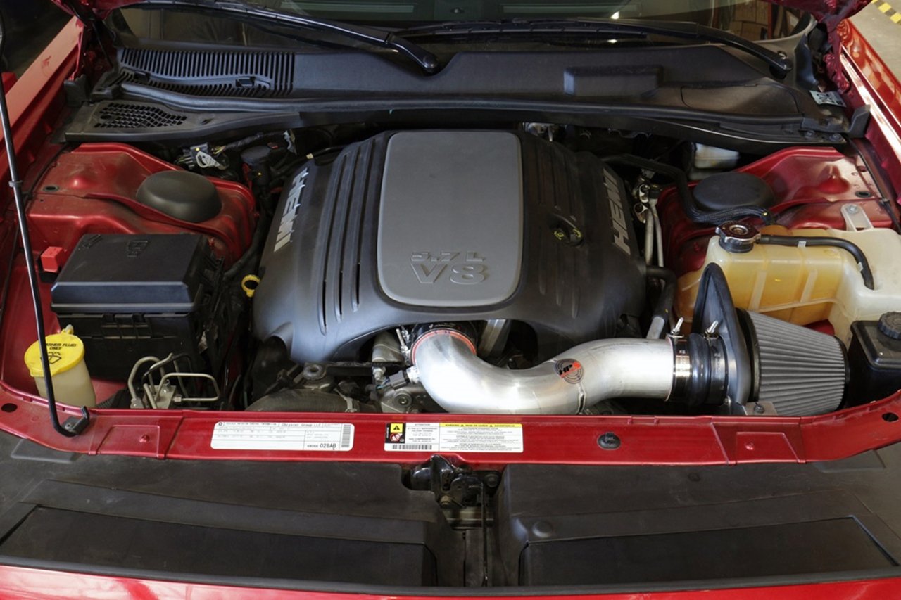 HPS Shortram Air Intake Kit 2006-2010 Dodge Charger 5.7L V8, Includes Heat Shield, Red