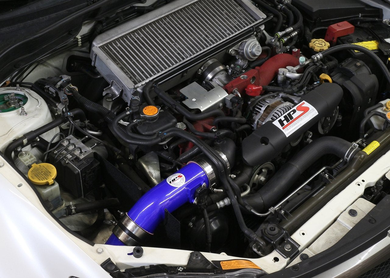 HPS Cold Air Intake Kit 2008-2014 Subaru WRX STI 2.5L Turbo, Converts to Shortram, Blue