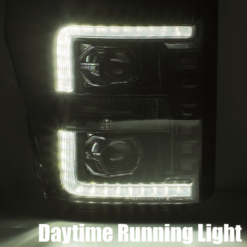 AlphaRex 11-16 Ford F-350 SD LUXX LED Proj Headlights Plank Style Alpha Blk w/Activ Light/Seq Signal 880143 *Discontinued