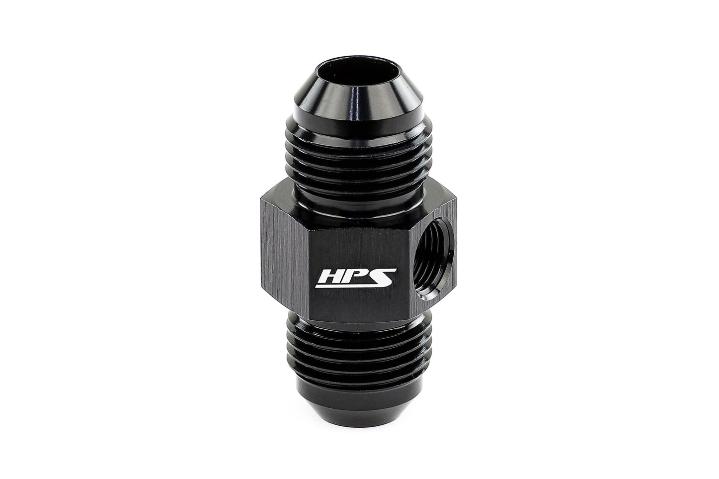 HPS Performance Products AN Male to Male Adapter with 1/8" NPT Female Port, Aluminum, Black