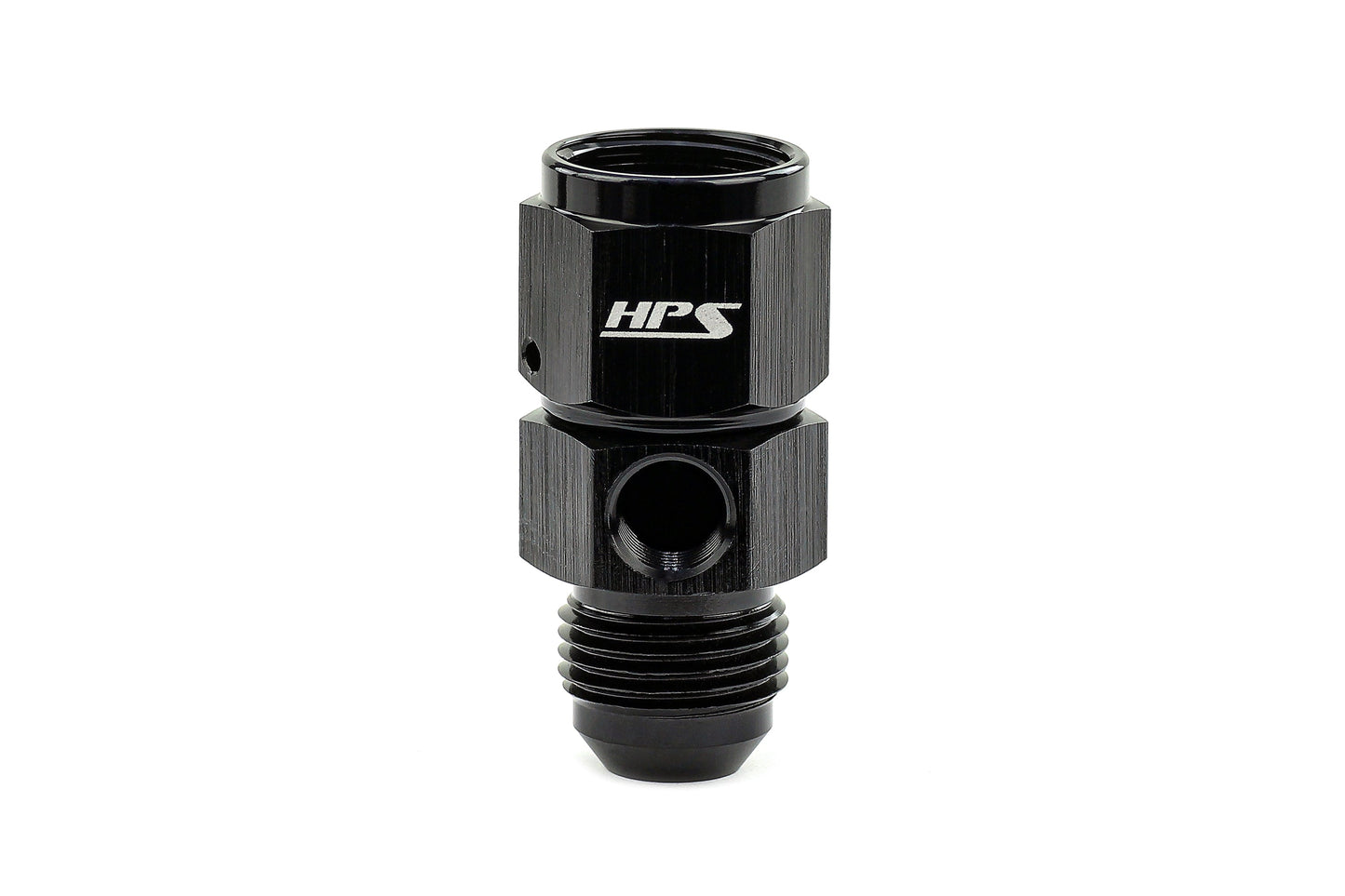 HPS Performance Products AN Male to Female Fuel Pressure Gauge Adapter with 1/8" NPT Female Port, Aluminum, Black