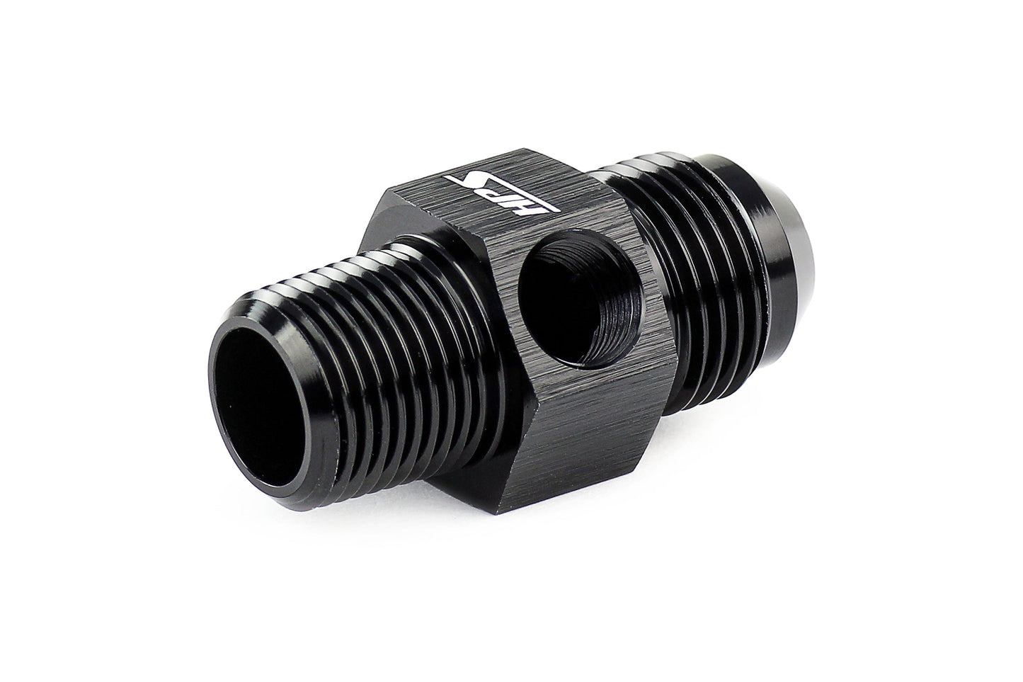 HPS Performance Products AN Male to NPT Male Adapter with 1/8" NPT Female Port, Aluminum, Black