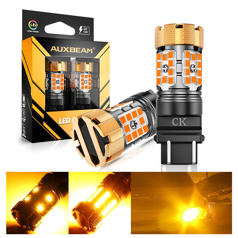 🆕3157 US-CK LED Turn Signal Light Rear/Front, Side Maker Light Bulbs 50W 4000LM CAN-Bus Error Free 3000K Amber B21-PRO Series |2 Bulbs