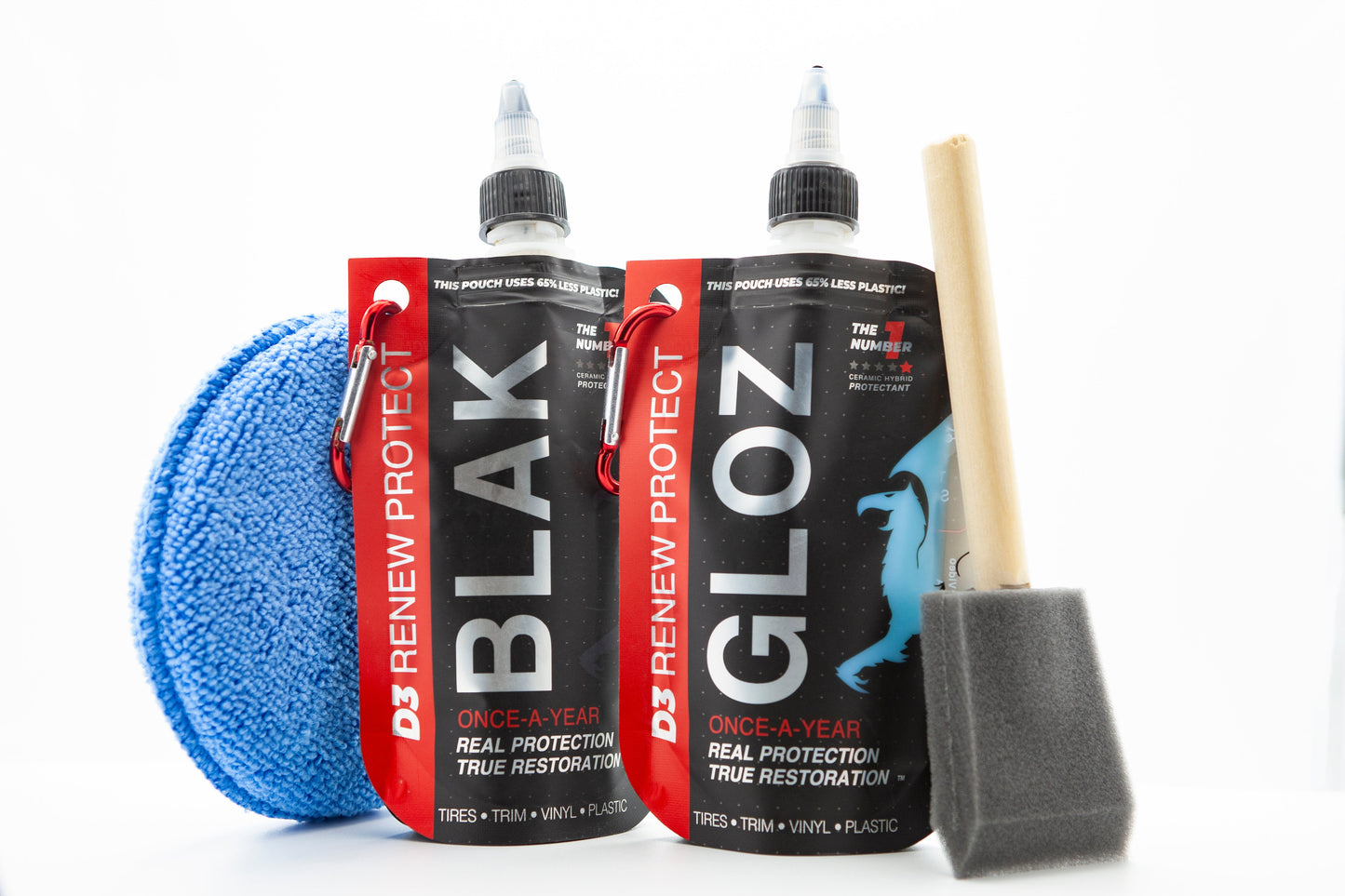 2-Pack Ceramic-Hybrid Protectant Kit | BLAK & GLOZ 100ml | 4-12 Months Tire, 1-2 Years Trim & Vinyl Protection | Safe for Cars, Golf Carts, RVs, Motorcycle-Safe