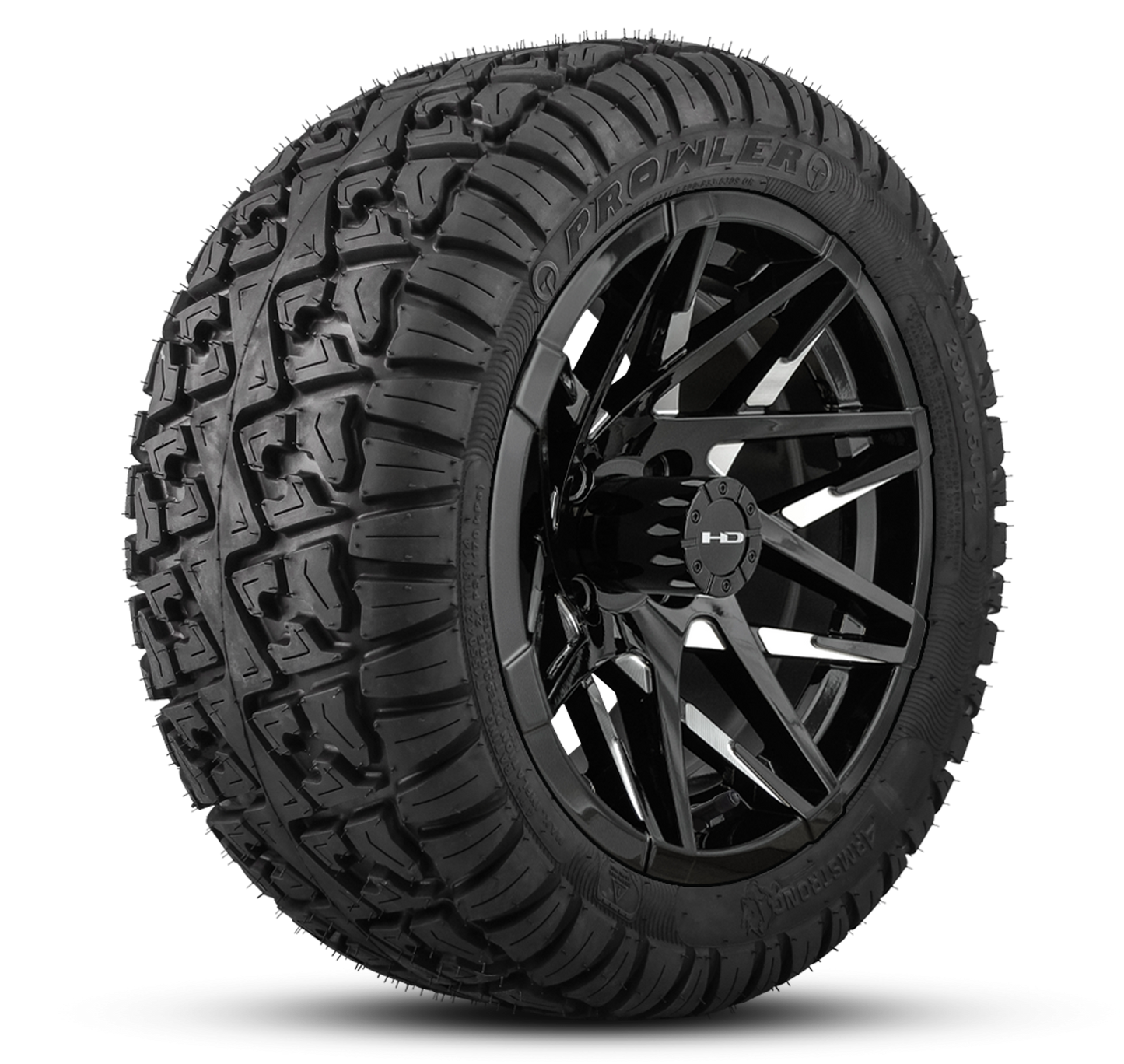 HD Golf Wheel & Tire Package ( 1pc ) 12x7.0 Canyon Black Milled Face w ( 1pc ) 23 Inch A/T Tire