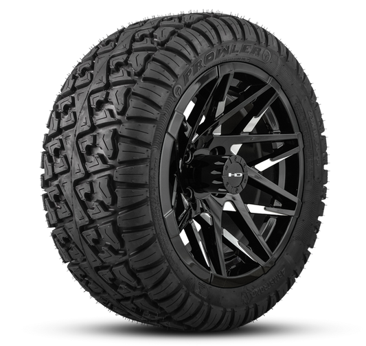 HD Golf Wheel & Tire Package ( 1pc ) 12x7.0 Canyon Black Milled Face w ( 1pc ) 23 Inch A/T Tire