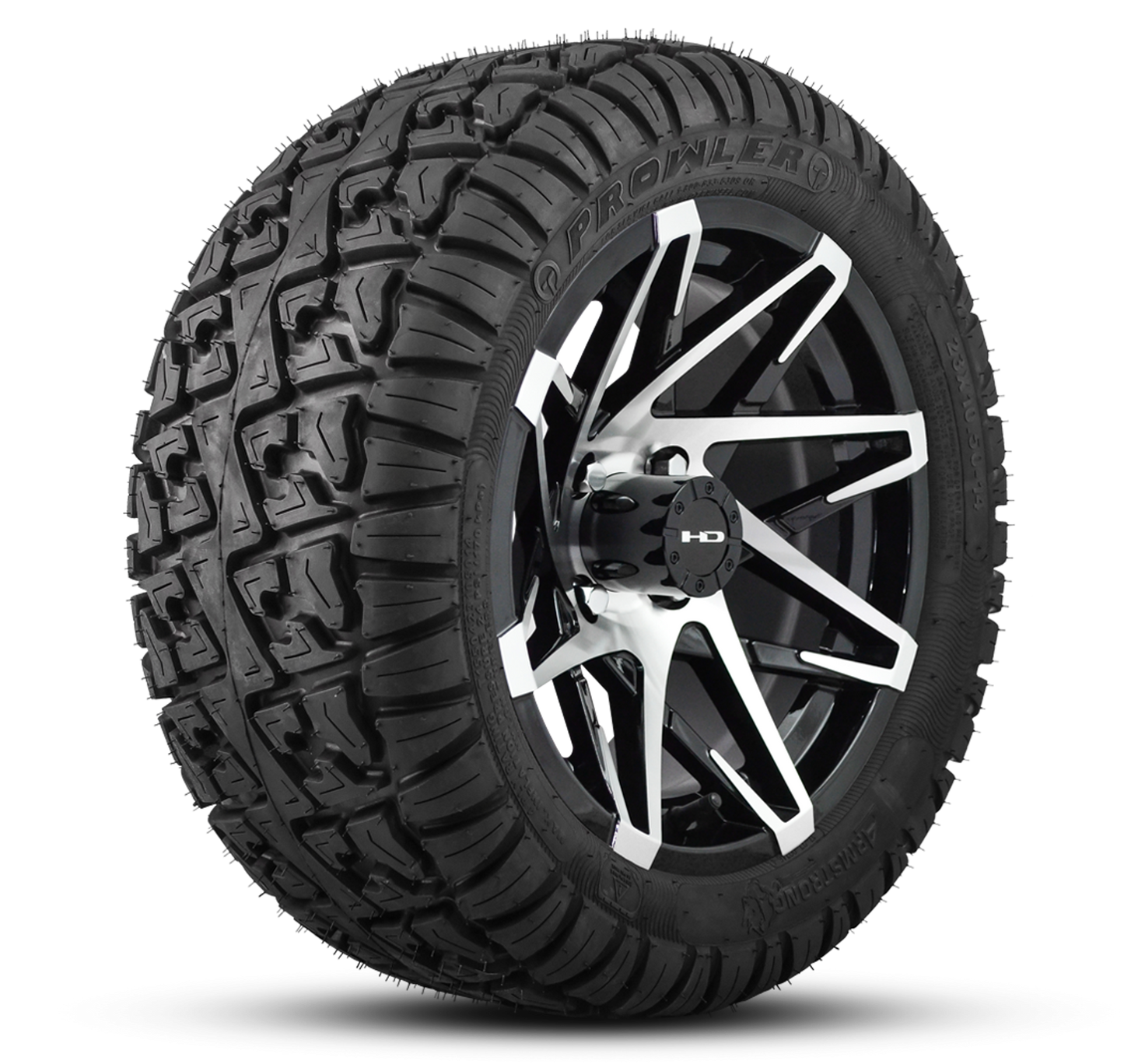 HD Golf Wheel & Tire Package ( 1pc ) 12x7.0 Canyon Black Machined w ( 1pc ) 23 Inch A/T Tire