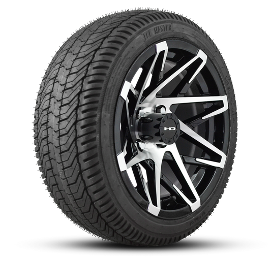 HD Golf Wheel & Tire Package ( 1pc ) 14x7.0 Canyon Black Machined w ( 1pc ) 205/40-14 All Season Tire