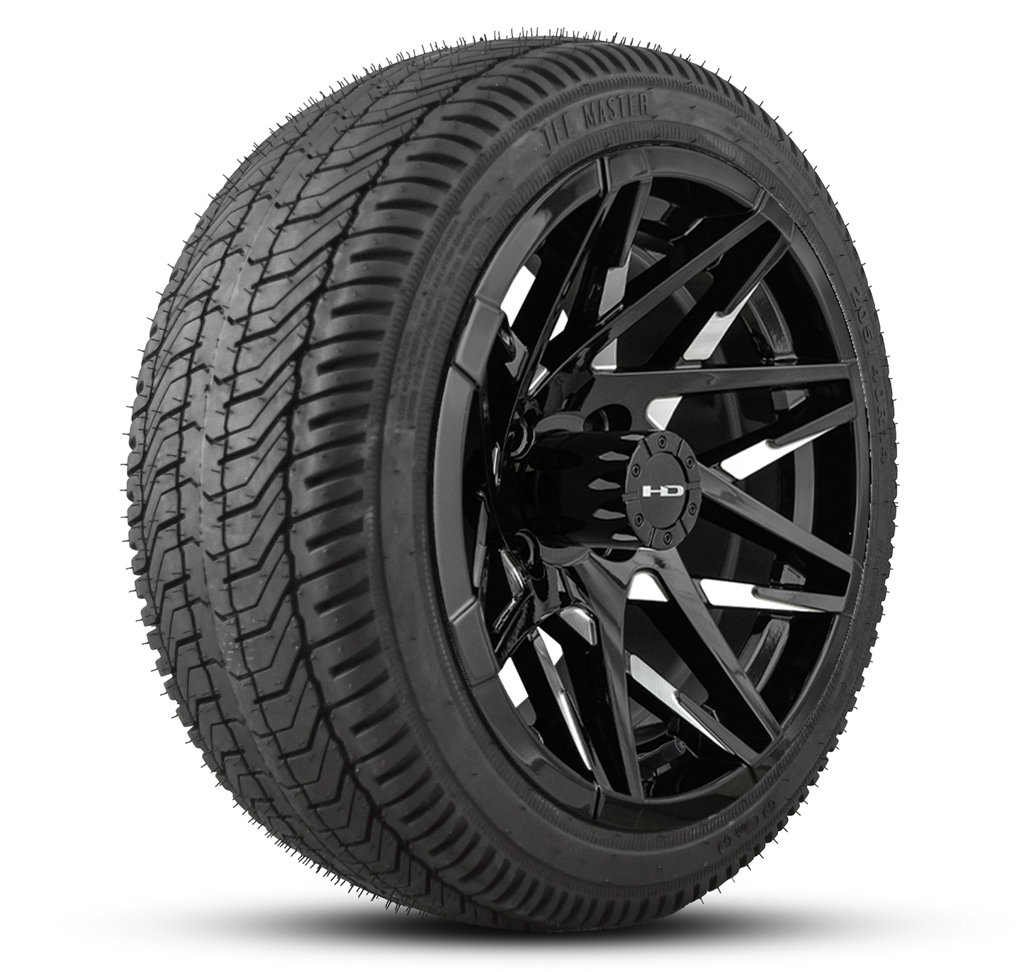 HD Golf Wheel & Tire Package ( 1pc ) 14x7.0 Canyon Black Milled Face w ( 1pc ) 205/40-14 All Season Tire