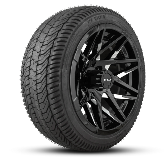 HD Golf Wheel & Tire Package ( 1pc ) 14x7.0 Canyon Black Milled Face w ( 1pc ) 205/40-14 All Season Tire