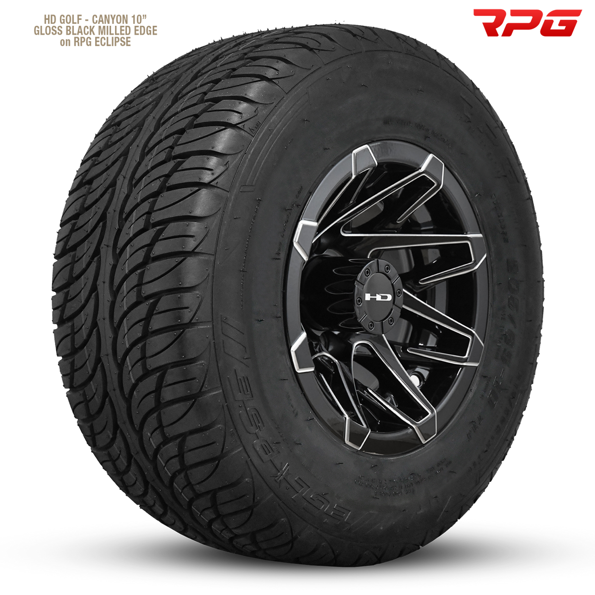 HD Golf Canyon 10x7 -14 4x101.6mm 68.2mm Gloss Black/Milled Edge