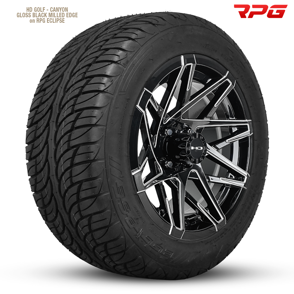 HD Golf Canyon 12x7 -14 4x101.6mm 68.2mm Gloss Black/Milled Edge