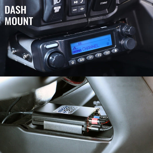 Maverick R Complete Communication Kit with Rocker Switch Bluetooth Intercom and 2-Way Radio - 696 PLUS Remote Head / M1 VHF Business Band / Dash Mount